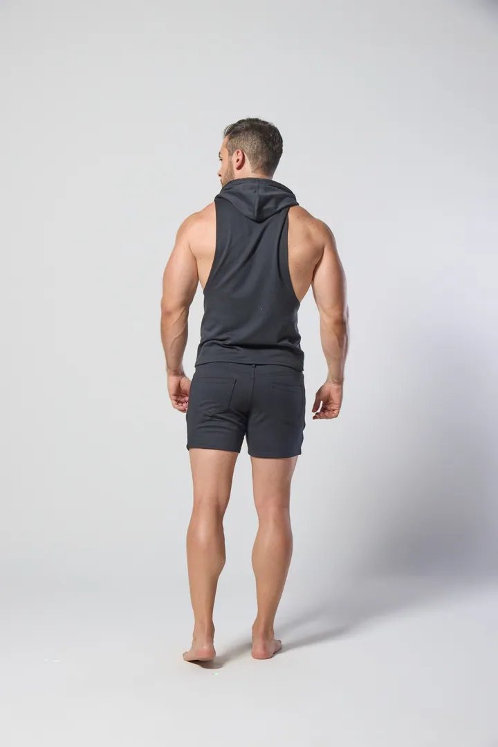Men · Activewear: Hooded tank & short set, Black, back view