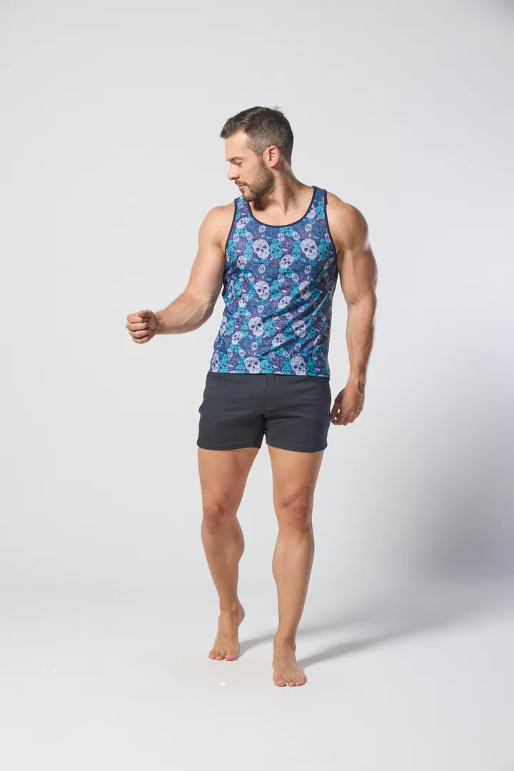 Men · Activewear: Printed tank, Blue, front view