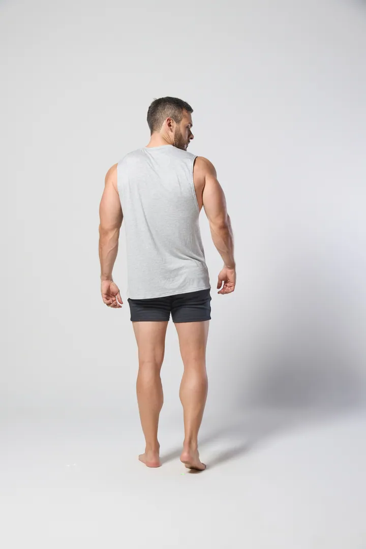 Men · Activewear: Tank & short set, Light grey, back view