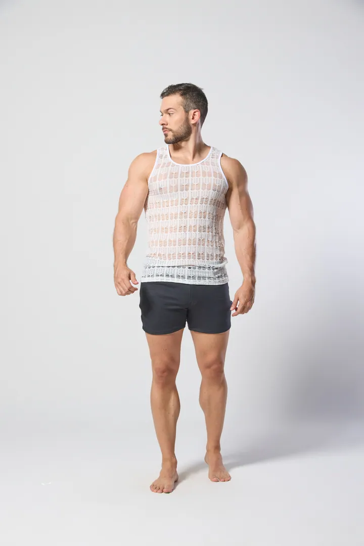 Men · Activewear: Tank & short set, Light grey, front view