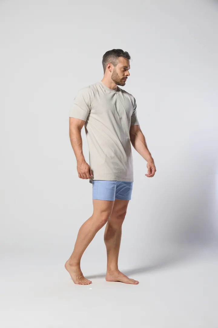 Men · Casual: Tee & short set, Sand & blue, front view