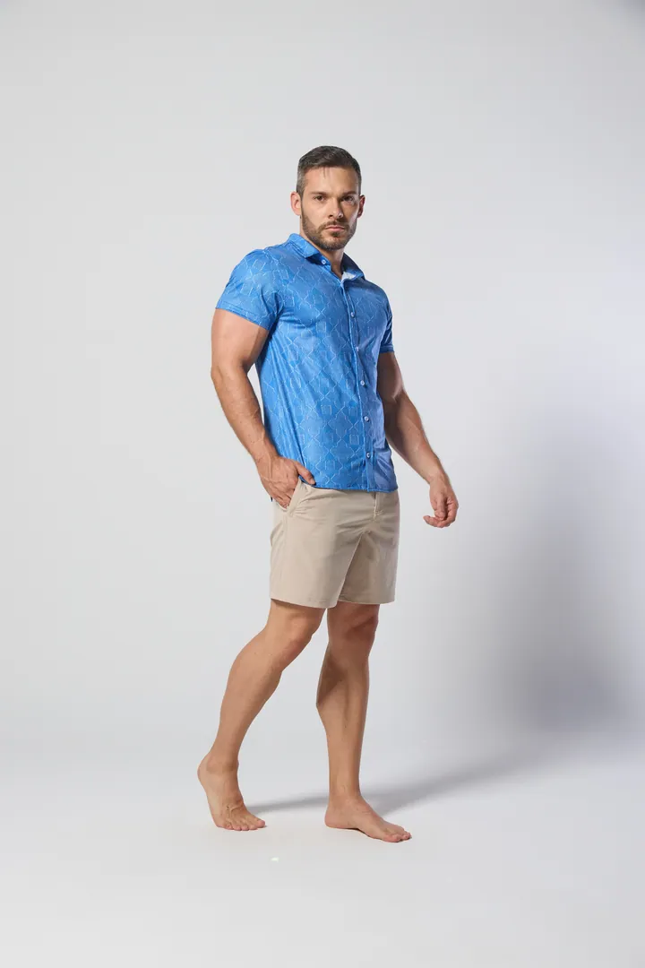 Men · Resort: Camp shirt, Cobalt, front view