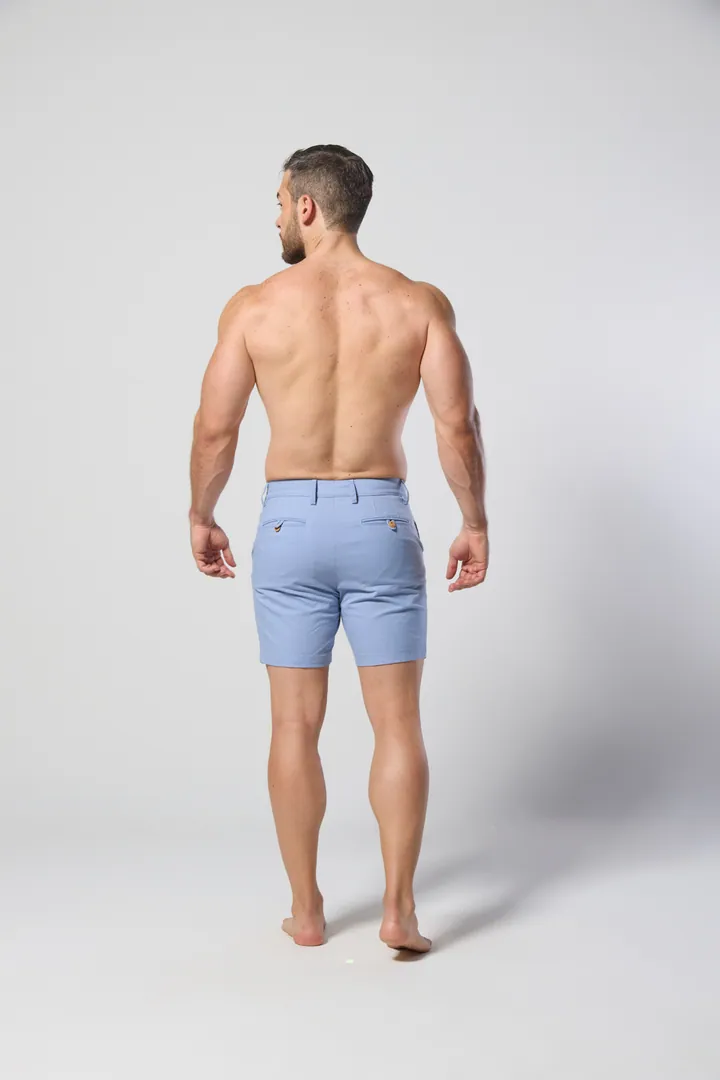 Men · Swimwear: Tailored swim short, Light blue, back view