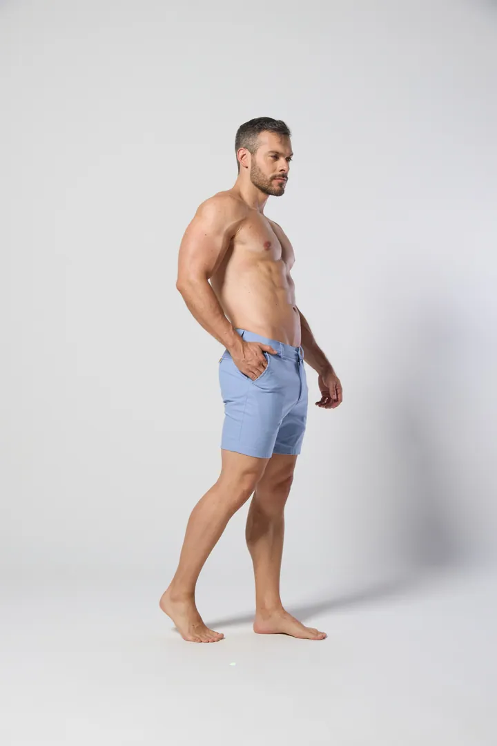 Men · Swimwear: Tailored swim short, Light blue, front view