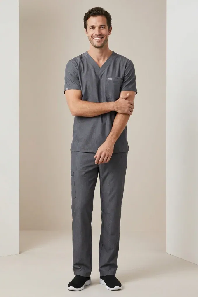 Programs · Medical scrubs: Men's scrub set, Grey, front view