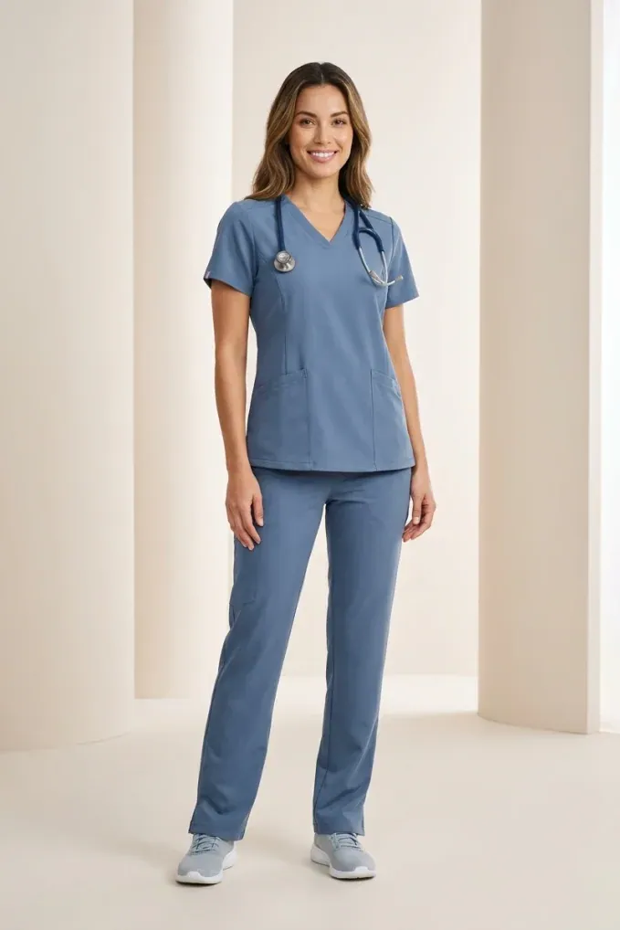 Programs · Medical scrubs: Women's scrub set, Blue, front view