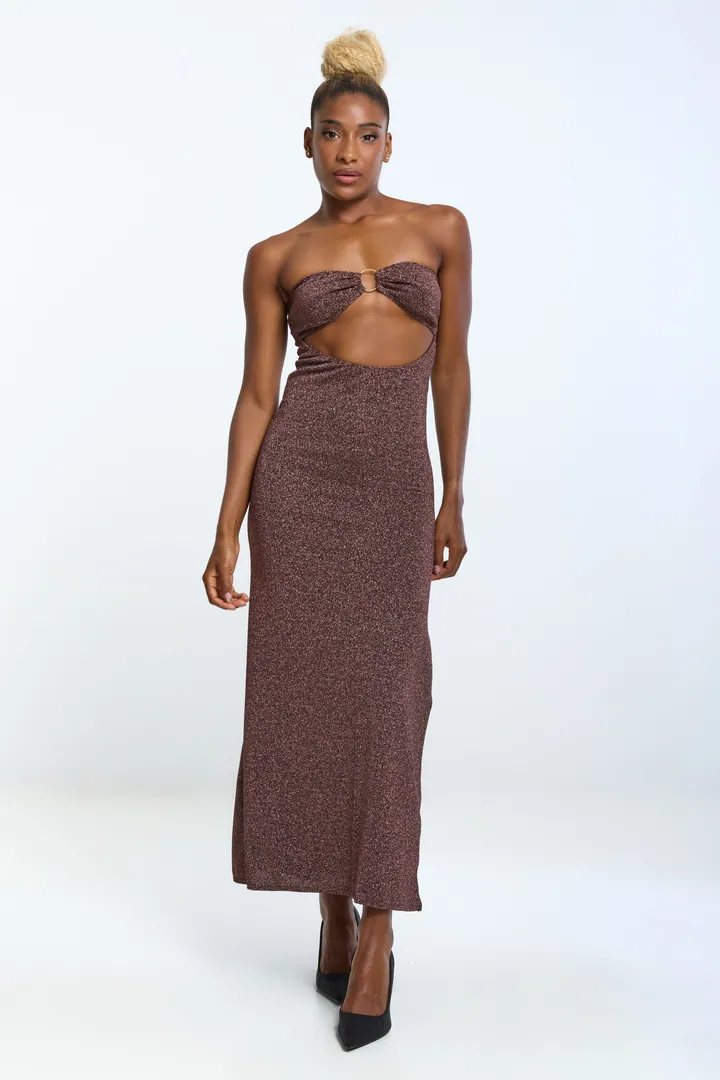 Women · Resort: Ring bandeau maxi dress, Rose gold, front view