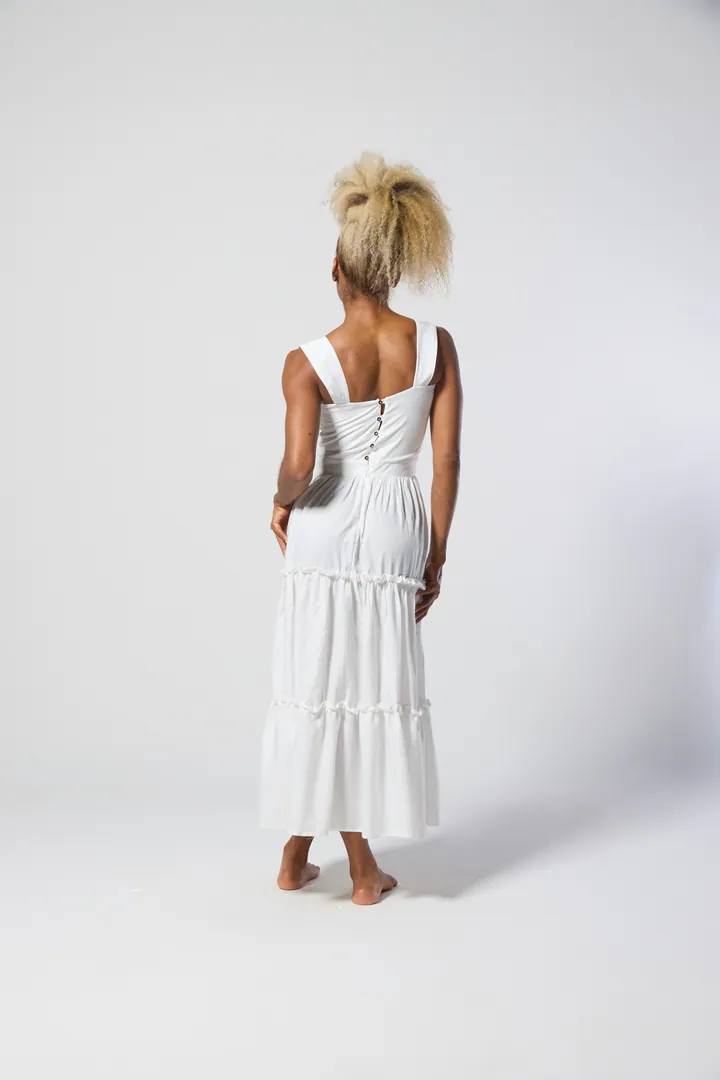 Women · Resort: Ruffle maxi dress, White, back view