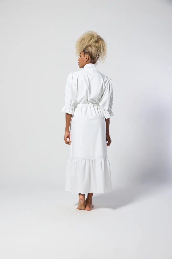 Women · Resort: Shirt maxi dress, White, back view