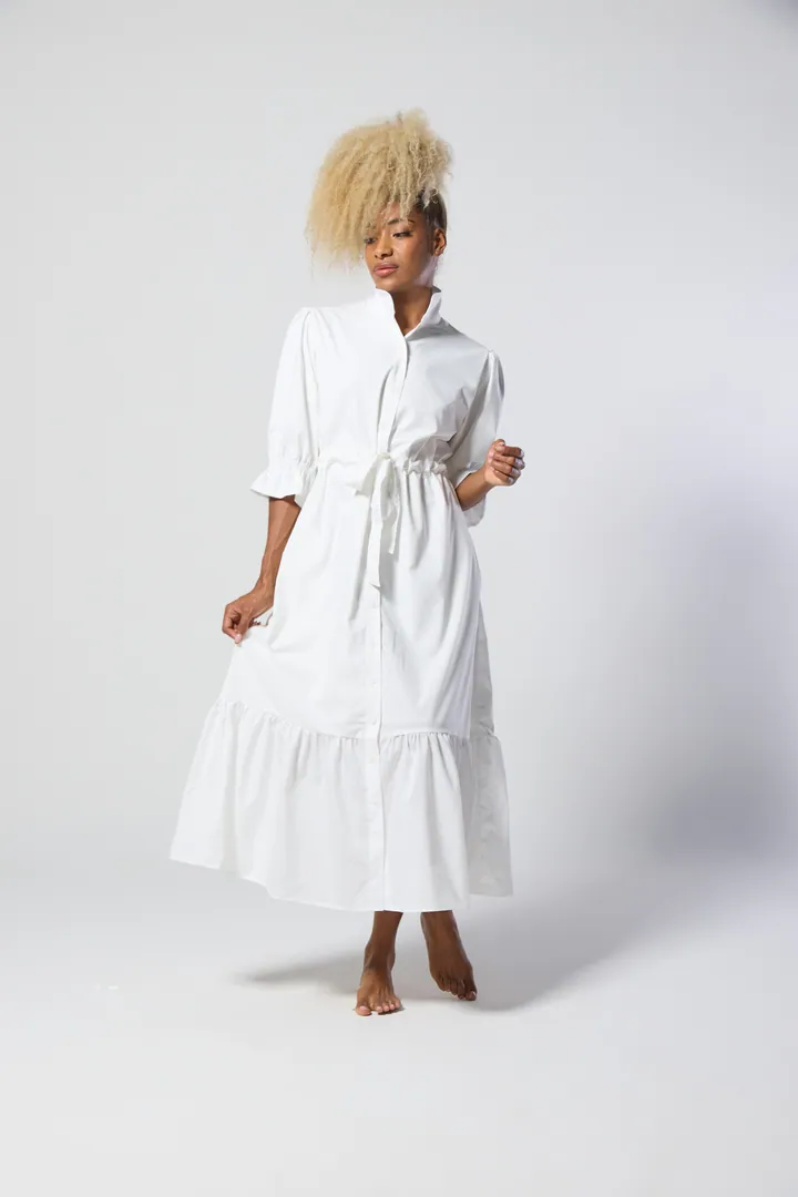 Women · Resort: Shirt maxi dress, White, side view