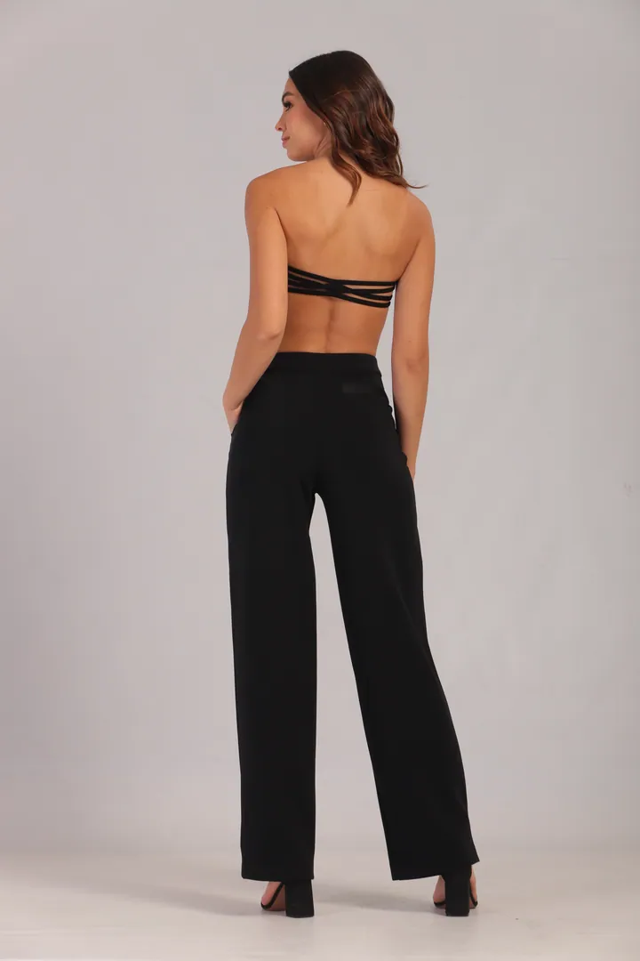 Women · Resort: Bandeau top & palazzo trouser set, Black, back view