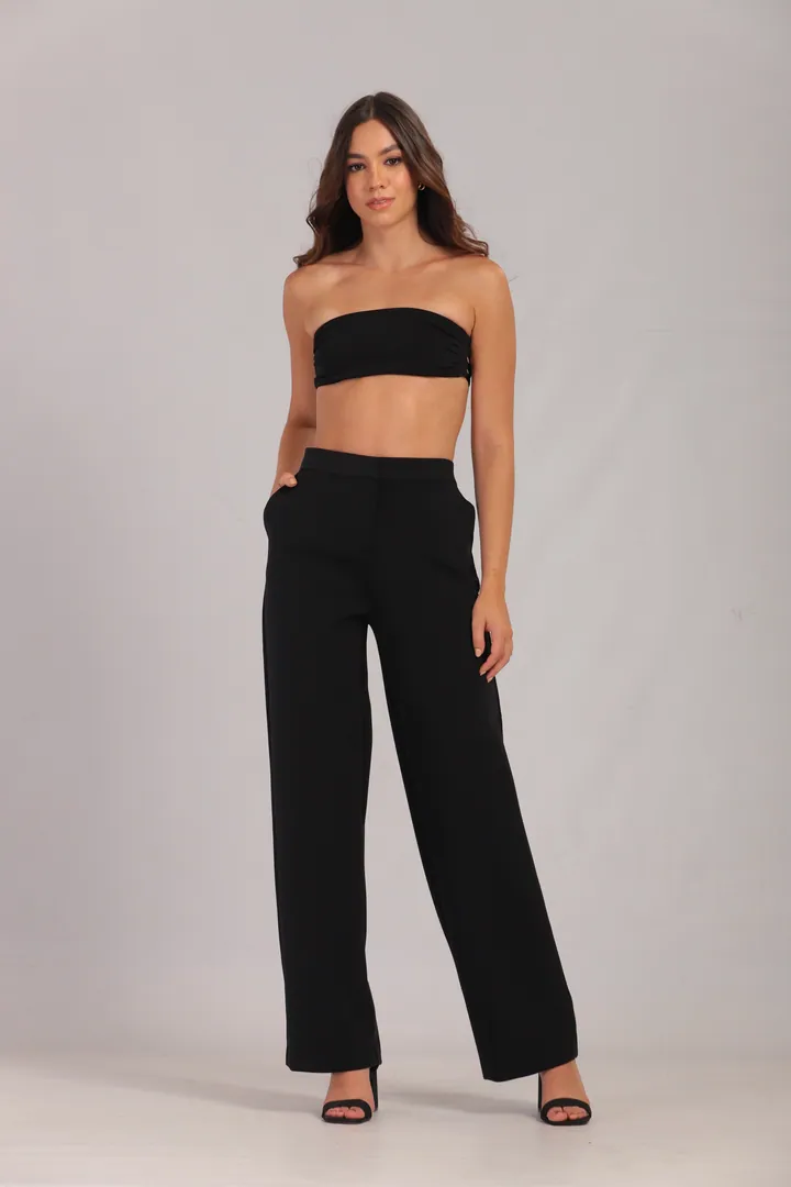 Women · Resort: Bandeau top & palazzo trouser set, Black, front view