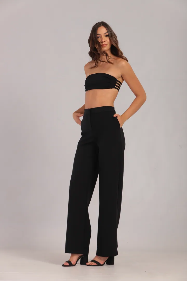 Women · Resort: Bandeau top & palazzo trouser set, Black, side view