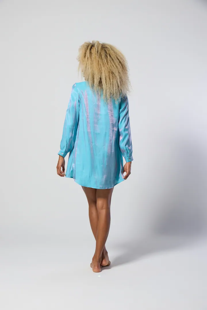 Women · Resort: Shirt cover-up, Turquoise, back view