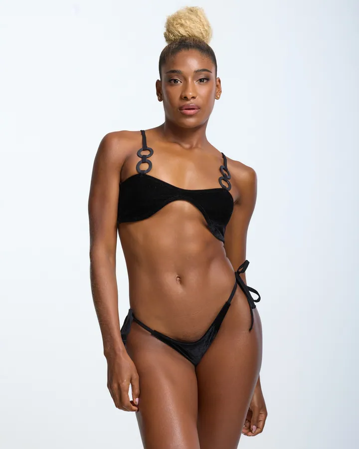 Women · Swimwear: Ring bandeau bikini, Black, front view