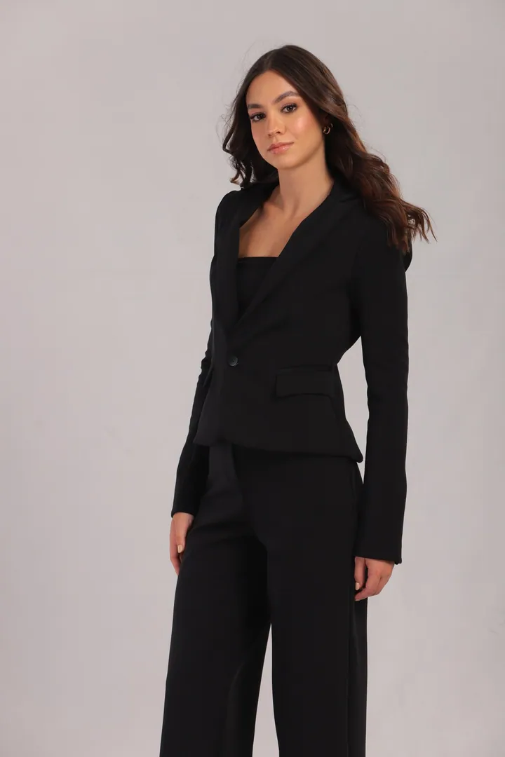 Women · Tailoring: Blazer & wide-leg trousers, Black, detail view